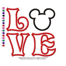 Applique Mickey Mouse Love 02 Embroidery Design